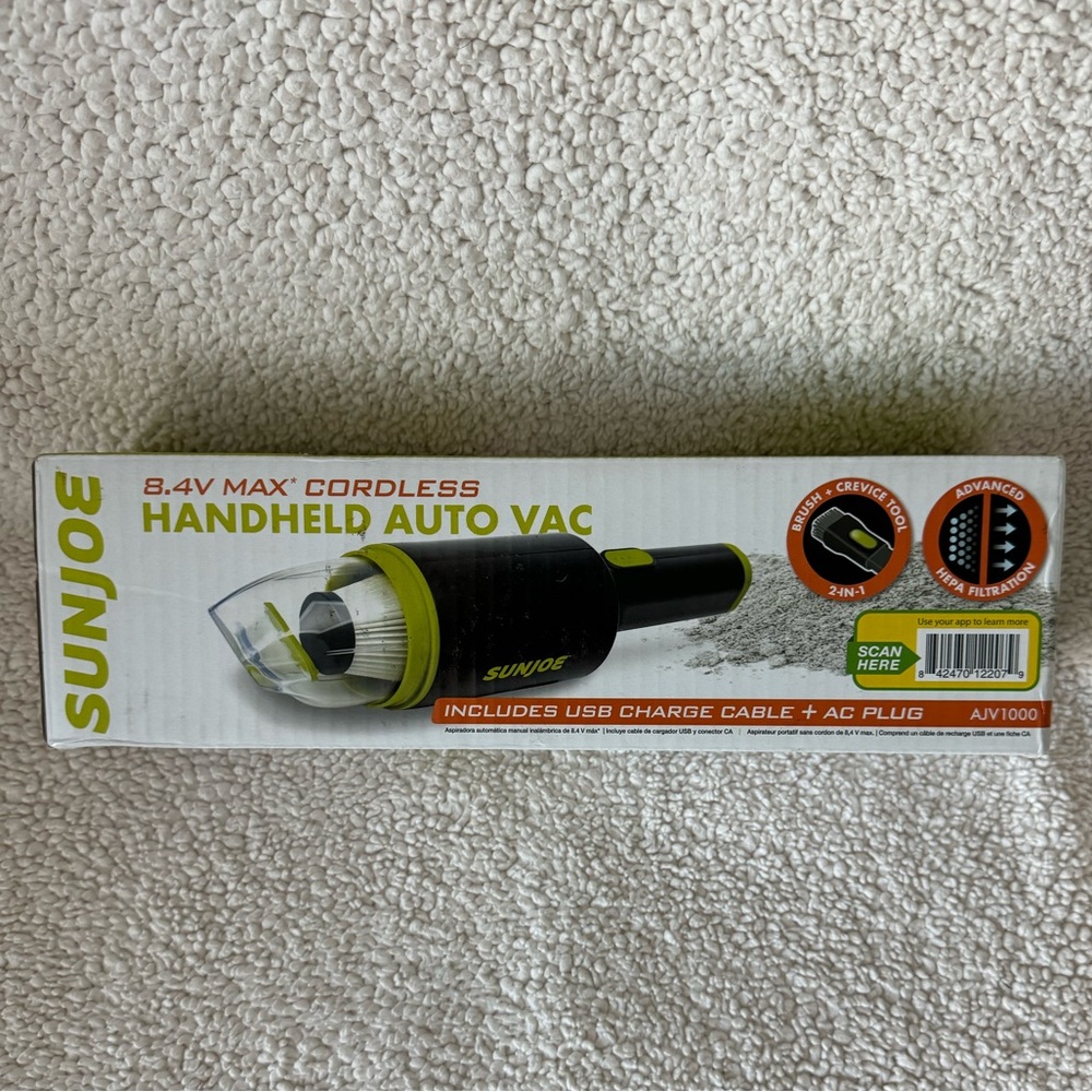 Sun Joe 8.4-Volt Handheld Cordless Auto Vacuum with USB Charger